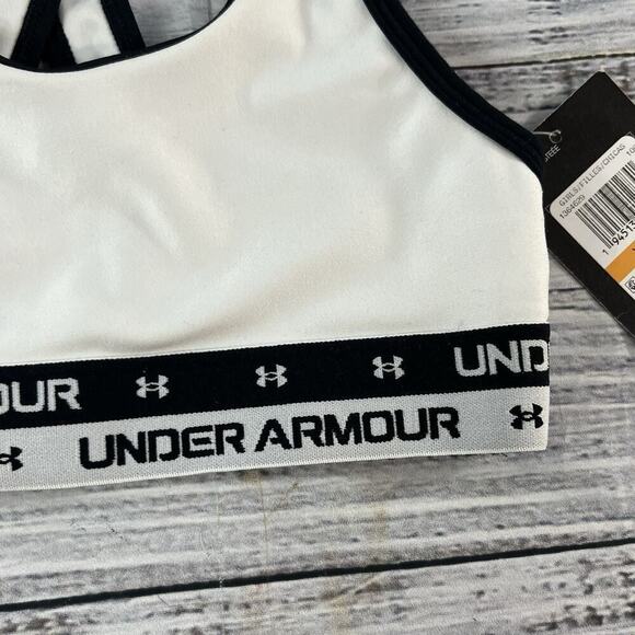 Under Armour Sports Bra size Girls Youth Small White Crossback Fitness - Picture 3 of 6